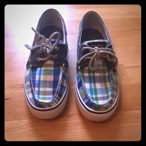 Size 6.5 Women's Plaid Patterned Sperry Boat Shoes