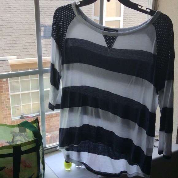 Trendy blue and white striped 3/4 length shirt! - Picture 2 of 3