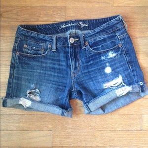 American Eagle ripped midi jean shorts distressed