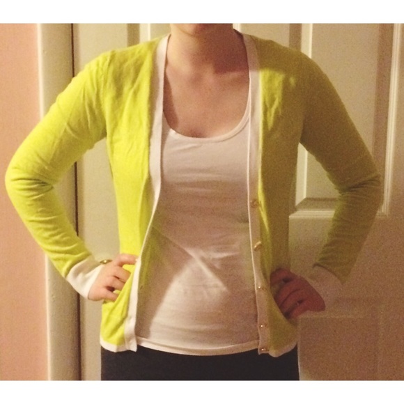 C. Wonder white trim lime green cardigan