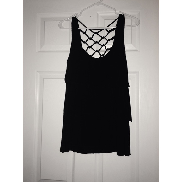 Black ruffled tank top