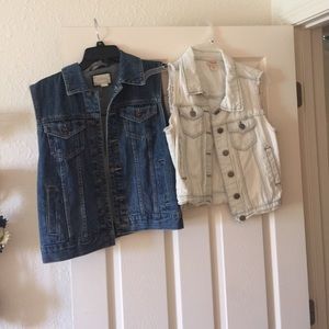 Denim vests. Light wash and dark