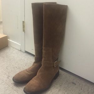 Camel color suede Zara riding boots