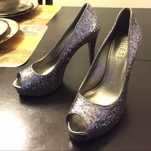 Hint of a grey/purple sparkle guess heels