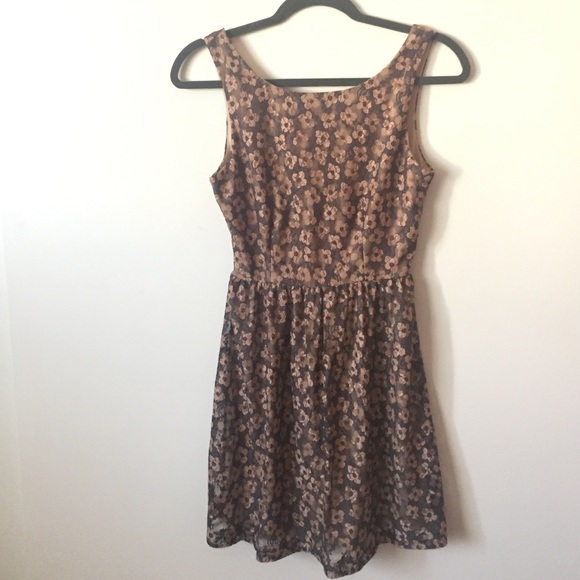 Peach and grey floral dress
