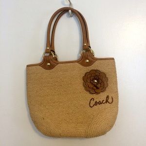 Coach Straw and brown Leather bag