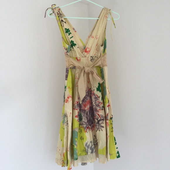 Free People Cream Watercolor Floral Dress - Picture 2 of 4