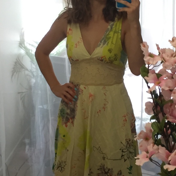 Free People Cream Watercolor Floral Dress - Picture 4 of 4