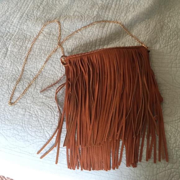 NWOT Brown Fringe Crossbody Handbag