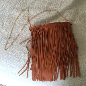 NWOT Brown Fringe Crossbody Handbag