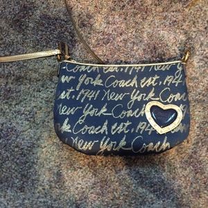 Coach gold and navy cross body bag