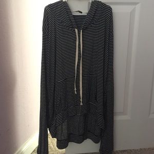 Brandy Melville blue and white striped hoodie