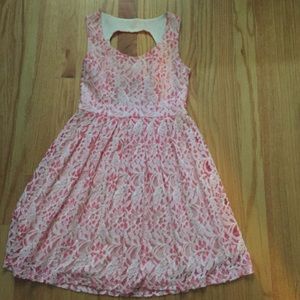 Pink & white lace dress