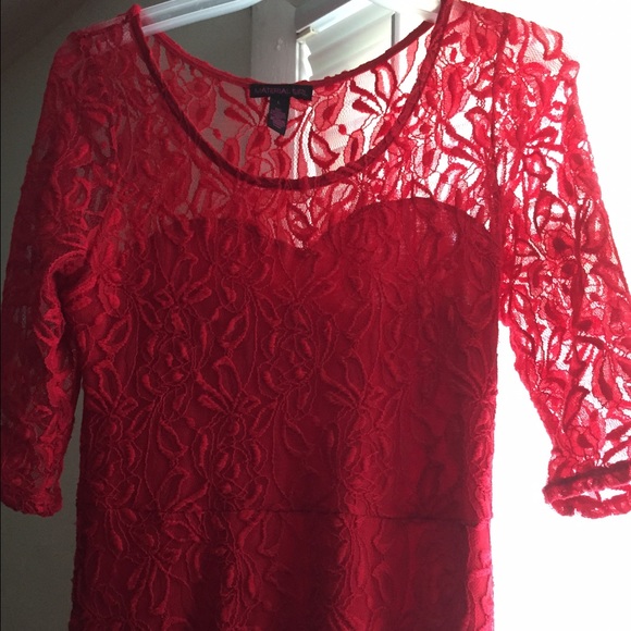 Material Girl Red Lace Dress - Picture 2 of 4