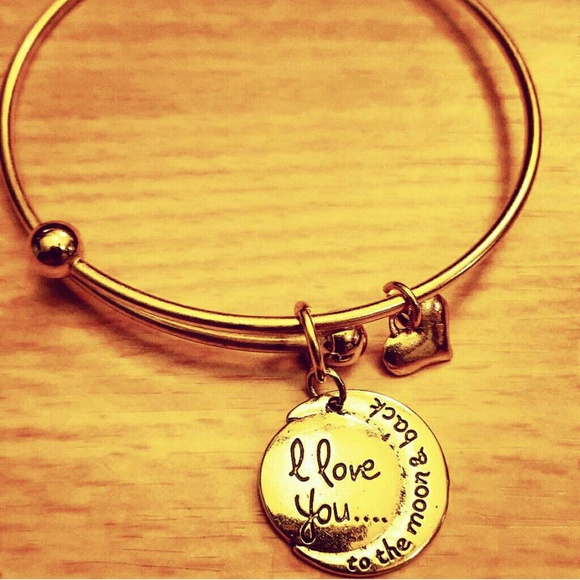 designs by Samia  Jewelry - 14k GP I love you too the moon & back bracelet