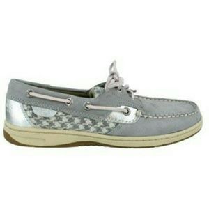 Gray Sperry's size 7 with pink laces