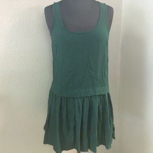 Forest Green Silky Drop Waist Dress