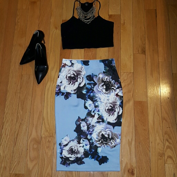 Baby Blue Floral Bodycon