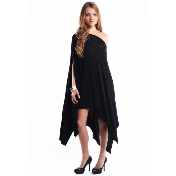 "Libra" Asymmetrical Poncho Dress - Picture 3 of 4