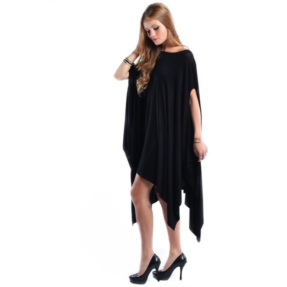 "Libra" Asymmetrical Poncho Dress - Picture 4 of 4