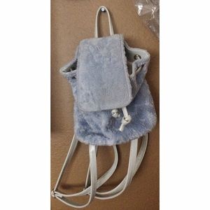 90's mini blue fuzzy backpack