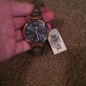 Fossil rose gold leather watch