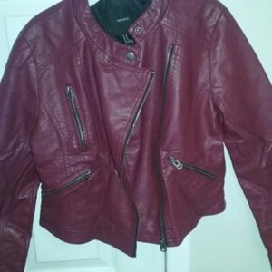 maroon moto jacket