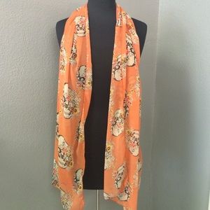 Peach Skull & Floral Scarf