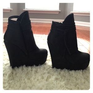 Black wedge ankle boots Shi by journeys