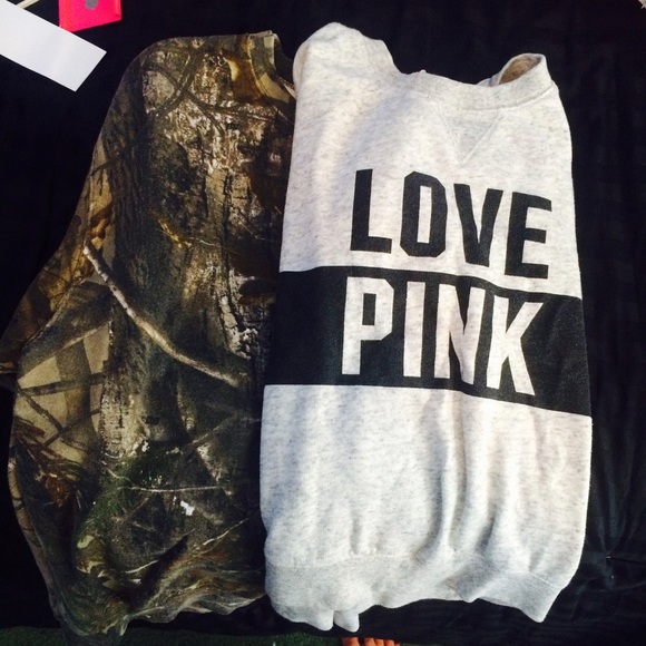 Camo and pink crew neck bundle!!!
