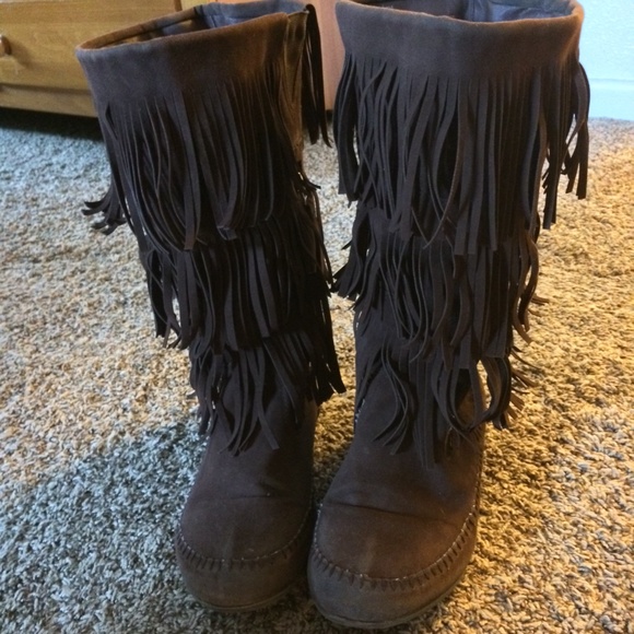 Dark brown moccasin boots