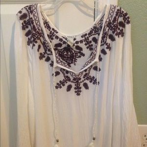 Printed Peasant Top