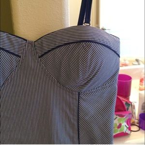 Guess Blue & White Striped Corset Dress