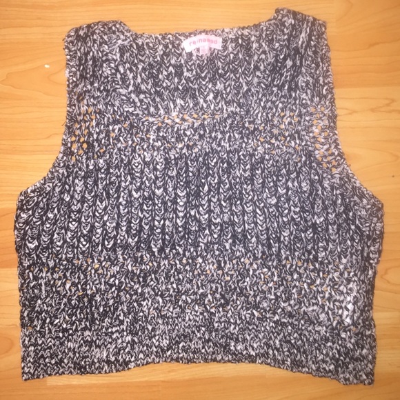 Knit crop top - black/white