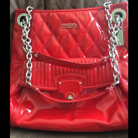 Red patent leather coach purse (authentic)