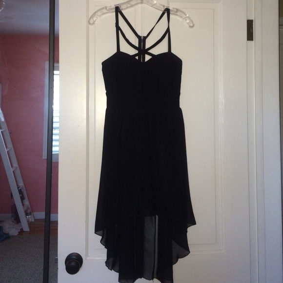 Black Strappy High-Low Dress