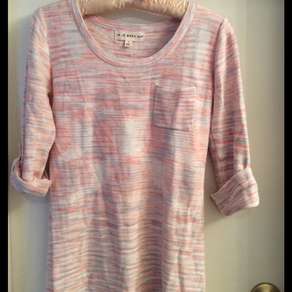 Colorful knit scoop neck sweater with pocket