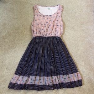 Cat Print Flowing Dress in Rose