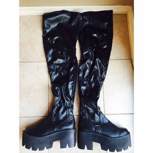 Platform thigh high boots