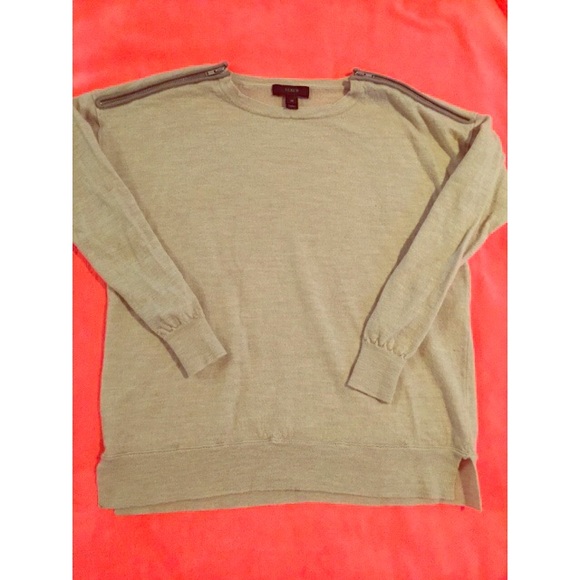Beige J.Crew sweater with zippers