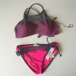 Bikini Lab neon Pink grey bikini