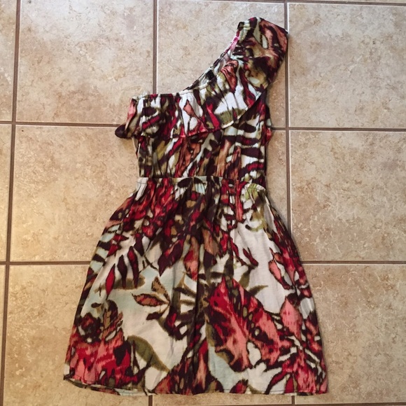 One shoulder floral dress dress