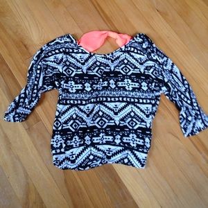 Tribal black and white print shirt