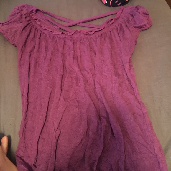 Crinkly purple shirt