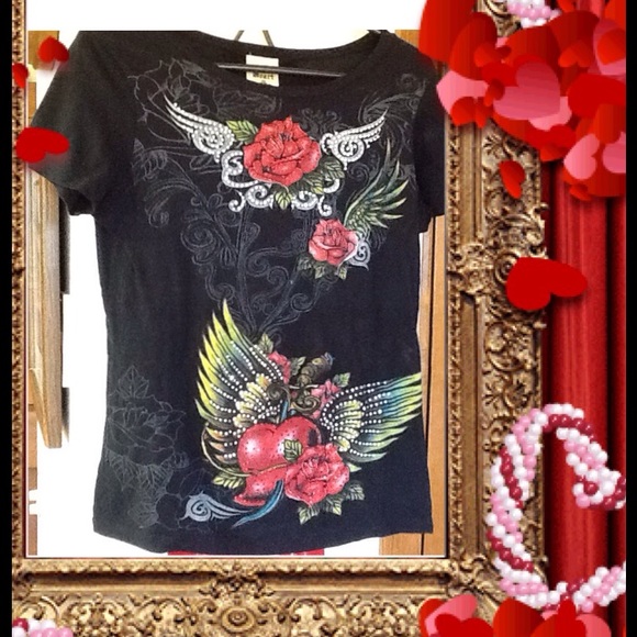 Heart/Crowns Black/Red/Silver with beads top