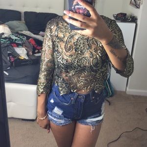 Black and gold lace shirt