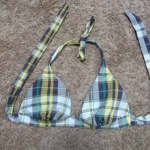 Plaid halter bikini top