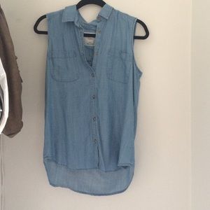 American eagle denim button down tank top