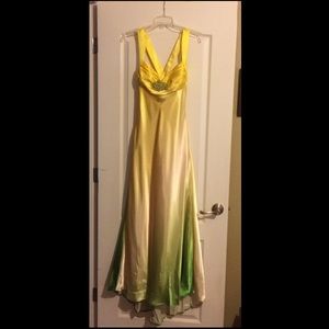 Yellow and Green Ombré Formal Dress