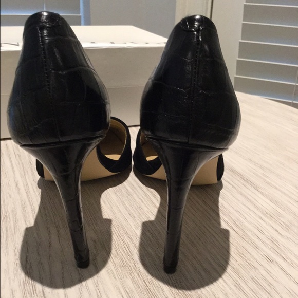 **SOLD**Ann Taylor black leather/suede heels - Picture 3 of 4